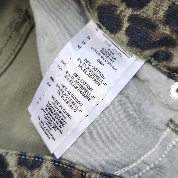 Good American NWT Sage Olive Green Leopard Print cut off jean shorts Size 6 / 28 - Picture 8 of 9